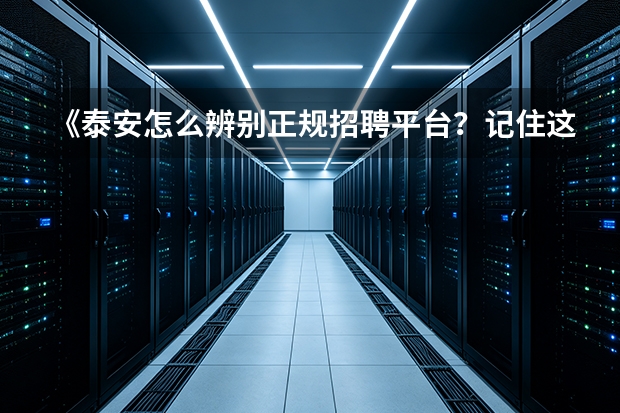 《泰安怎么辨别正规招聘平台？记住这 5 个判断标准》